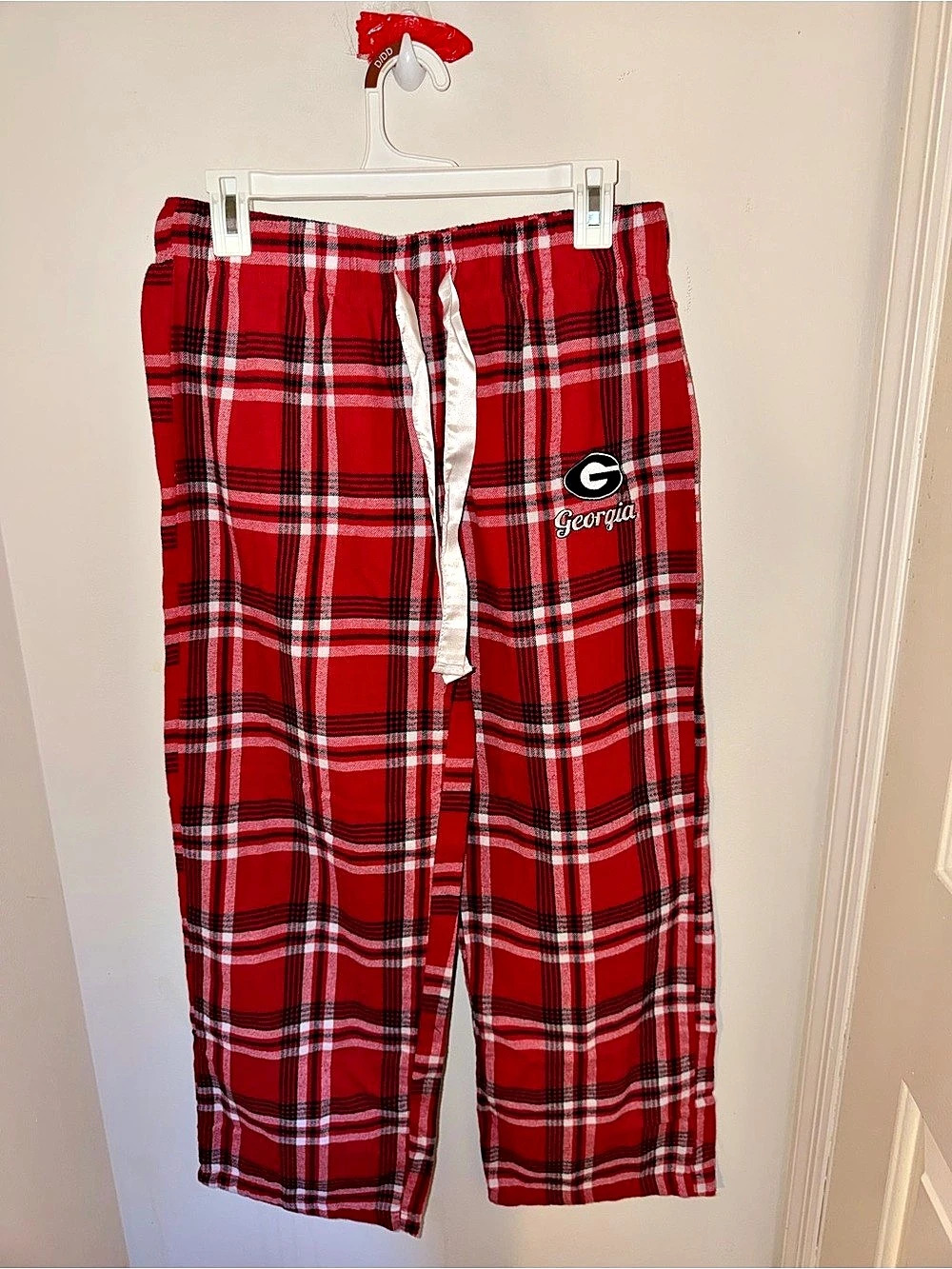 Georgia Bulldog Red Plaid Lounge Pants Size Medium Like New